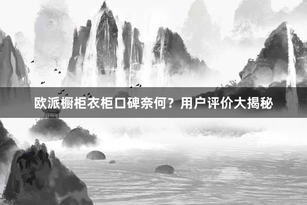 欧派橱柜衣柜口碑奈何？用户评价大揭秘